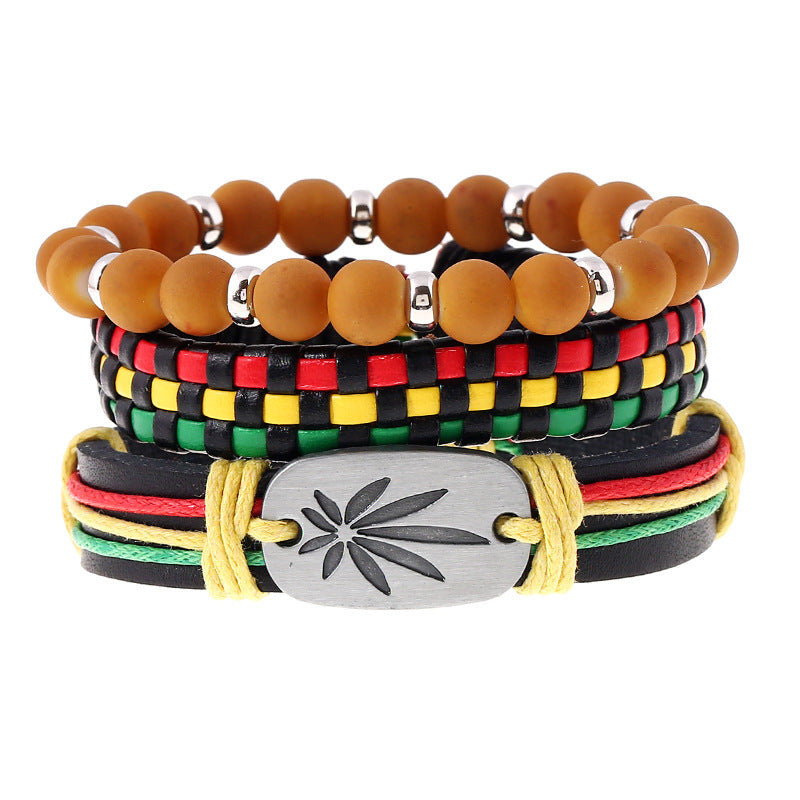 Pulsera De Cuero Con Cuentas De Estilo Hip Hop al por mayor